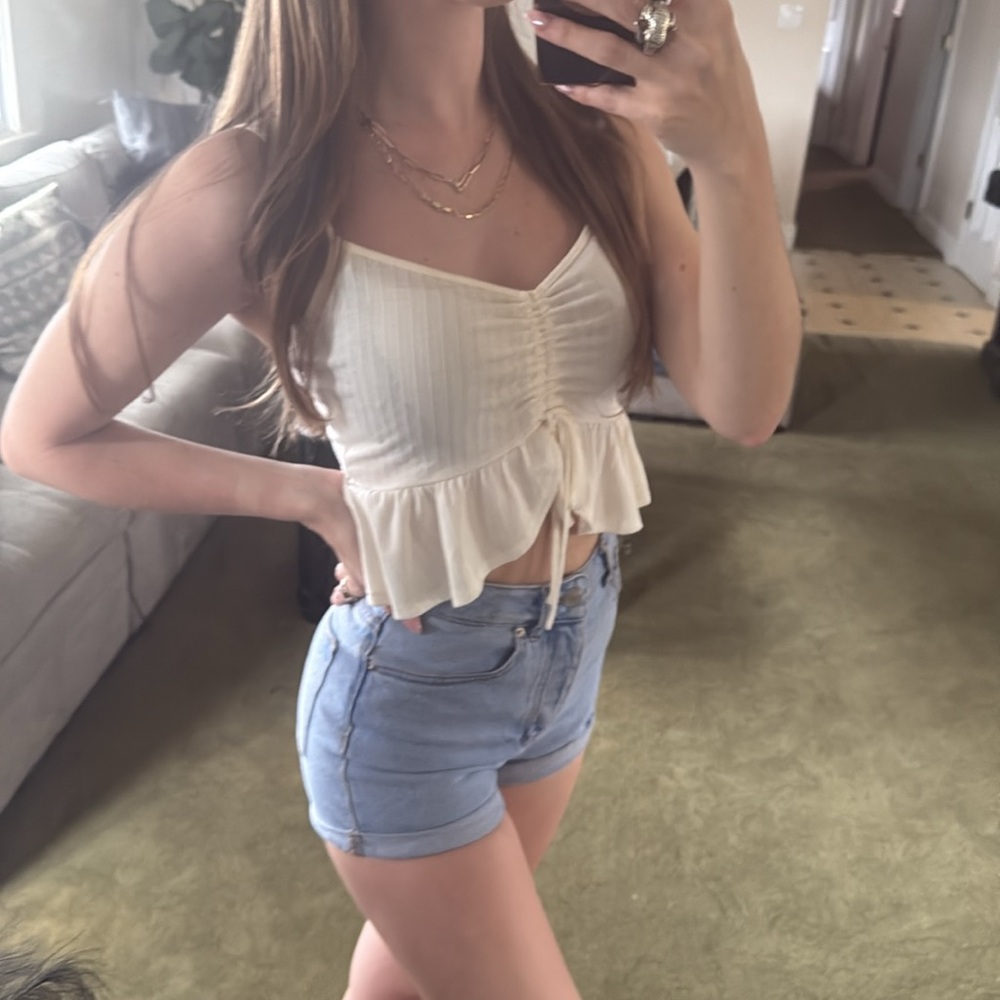 Forever 21 | Cream Ribbed Peplum Tank Top - Picture 3 of 7